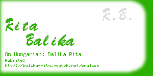 rita balika business card